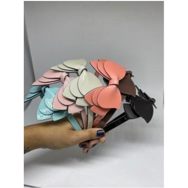 Tiara Acetato Laço Duplo com Ponta (12 peças)