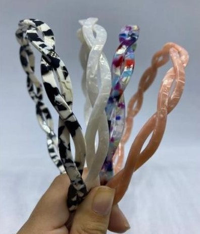 Tiara Acetato Mesclada Trançada (12 peças)
