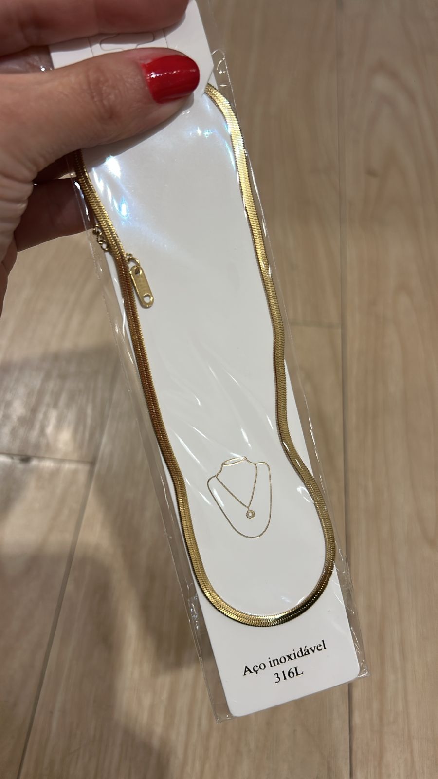 Colar Manta 45 cm Aço Inoxidável Dourado (12 peças)