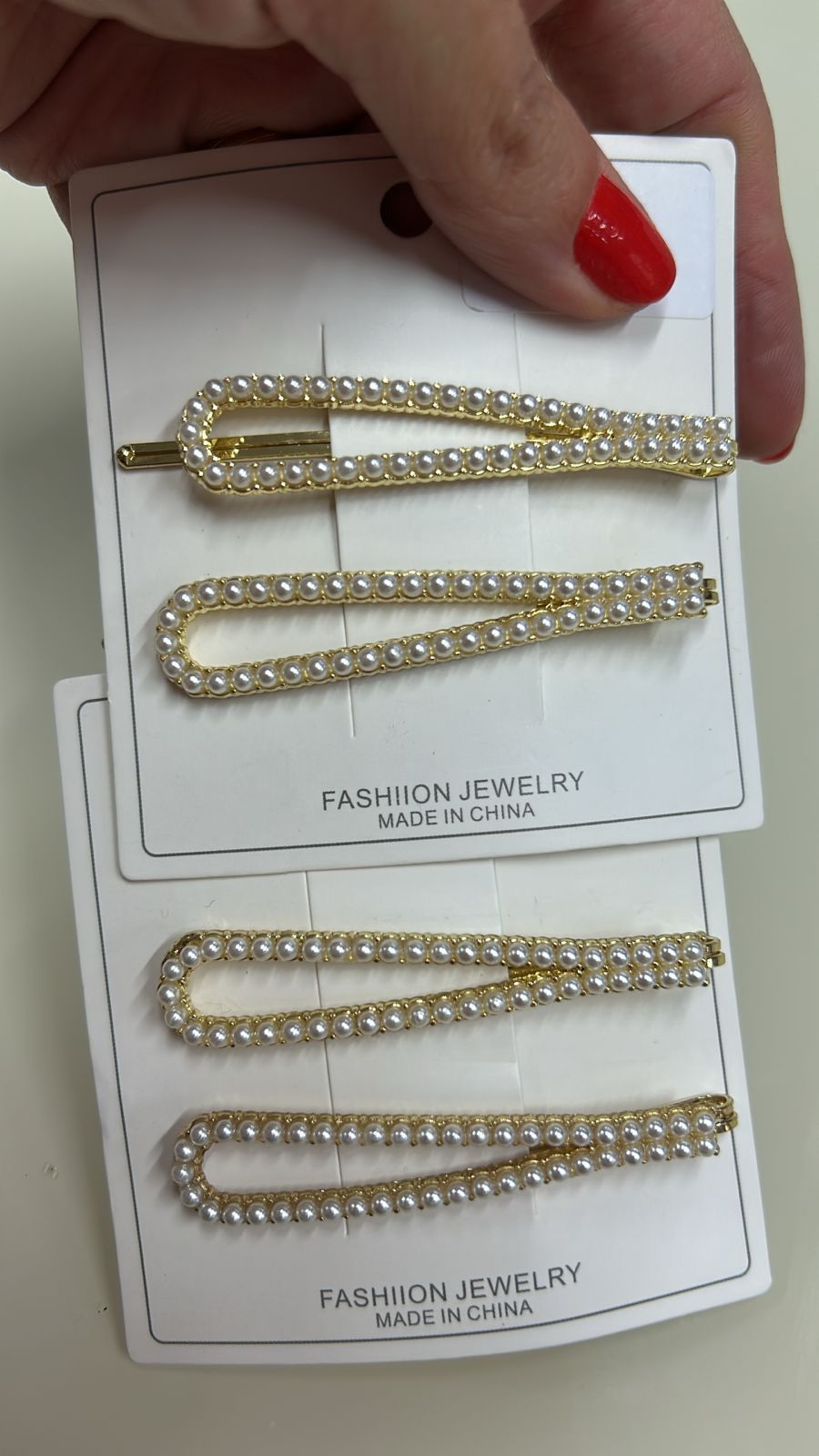 Grampo De Cabelo Cravejado Micro Pérolas (12 cartelas com 2 peças cada)