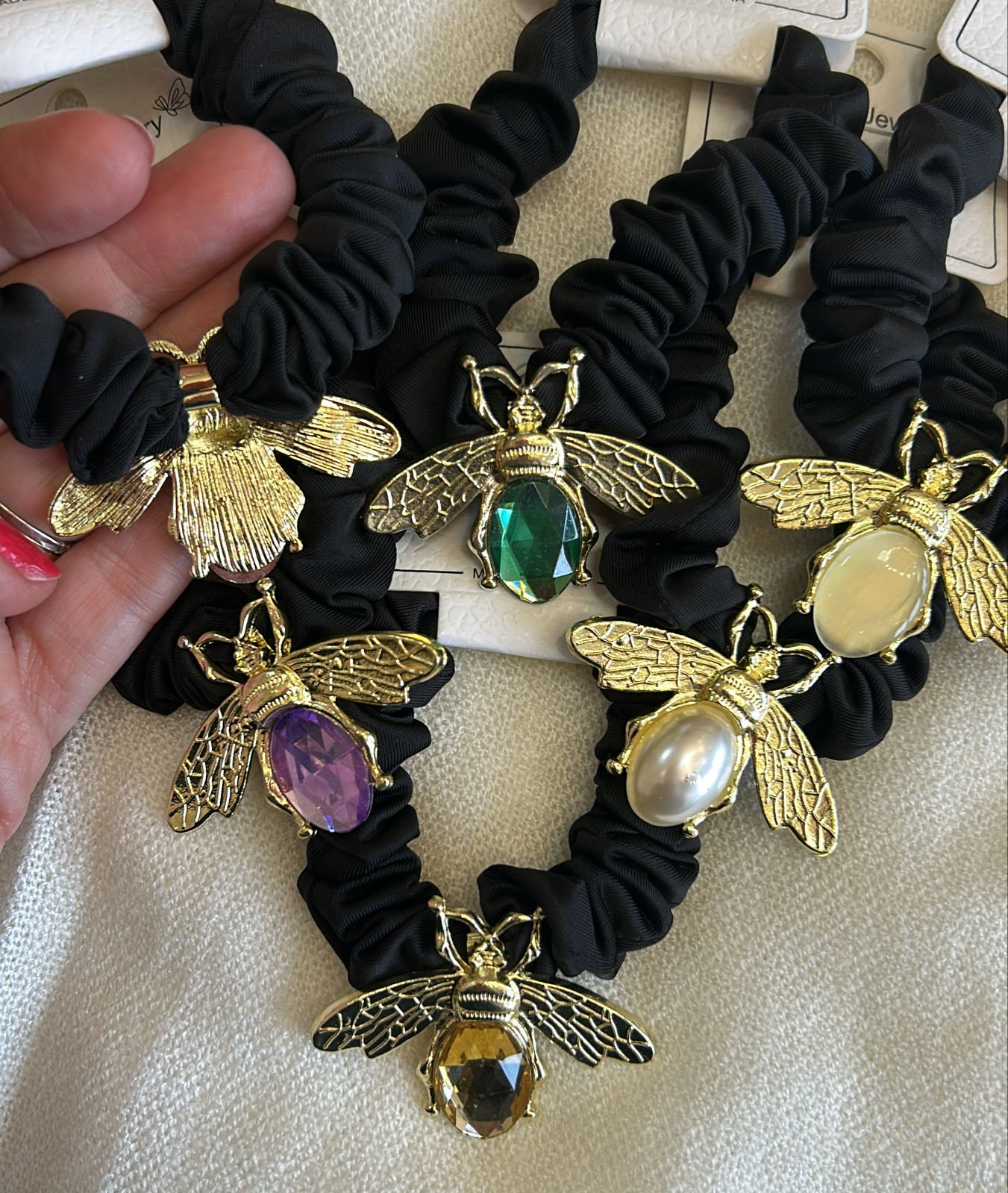 Scrunchie Slim Abelha Inspiração Gucci (12 peças 2 de cada cor)