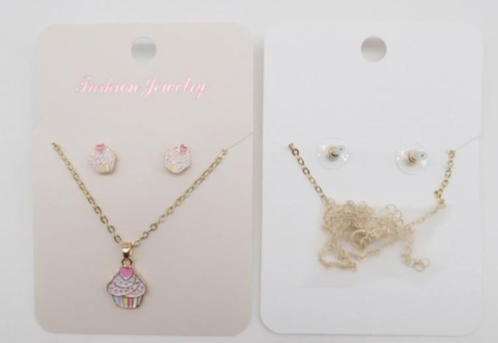 Conjunto Infantil Brinco e Colar CupCake (12 conjuntos)