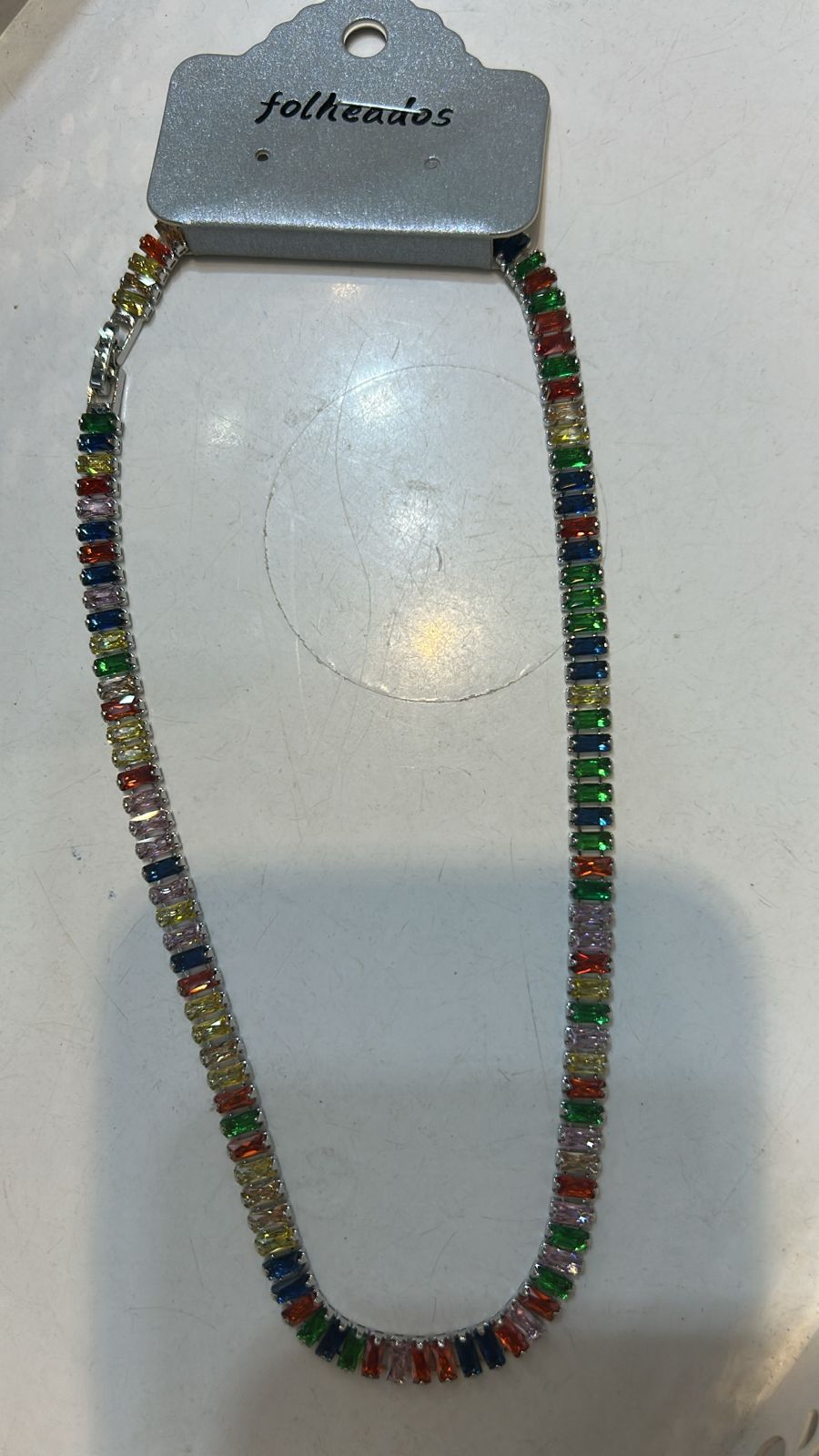 Riviera Prata pedras retangulares Colorida 8 mm fecho joia (6 peças semijoia - 2 milésimos)