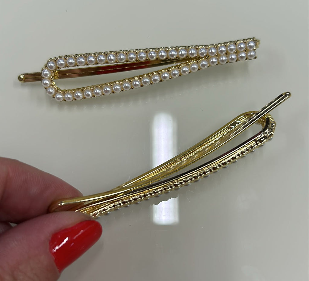 Grampo De Cabelo Cravejado Micro Pérolas (12 cartelas com 2 peças cada)