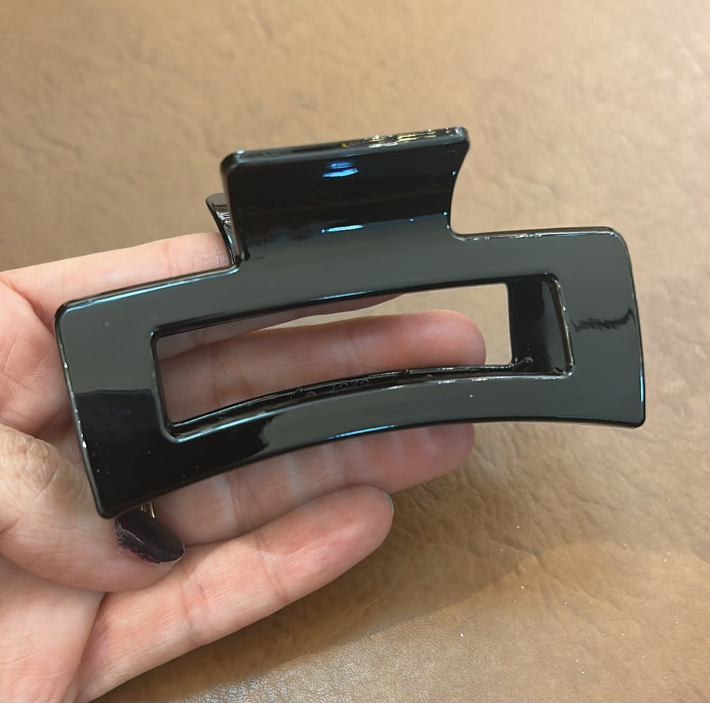 Pregadeira g silicone preta mola reforçada retangular (12 peças)