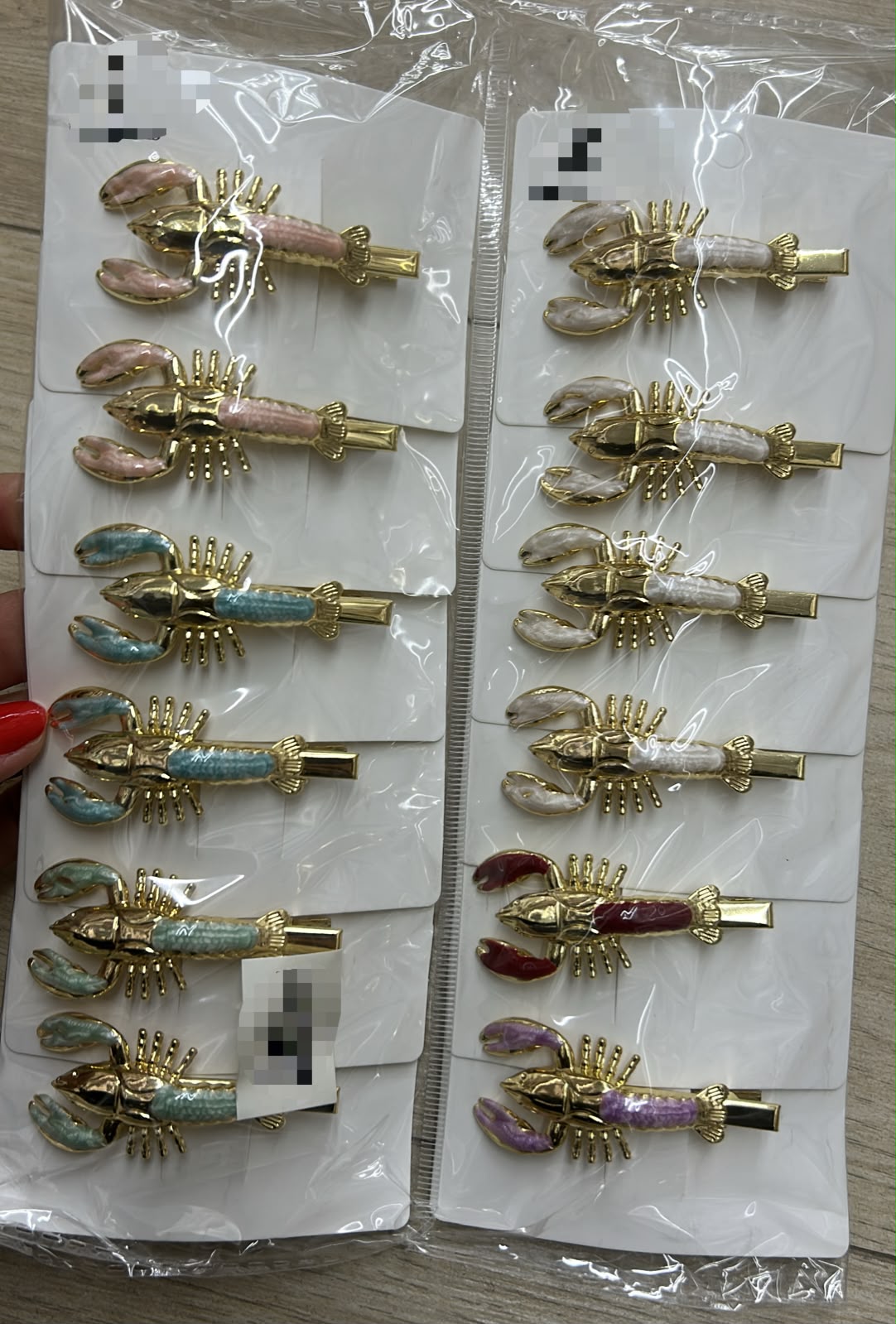 Hair clip metal esmaltado lagosta (12 peças cores variadas)