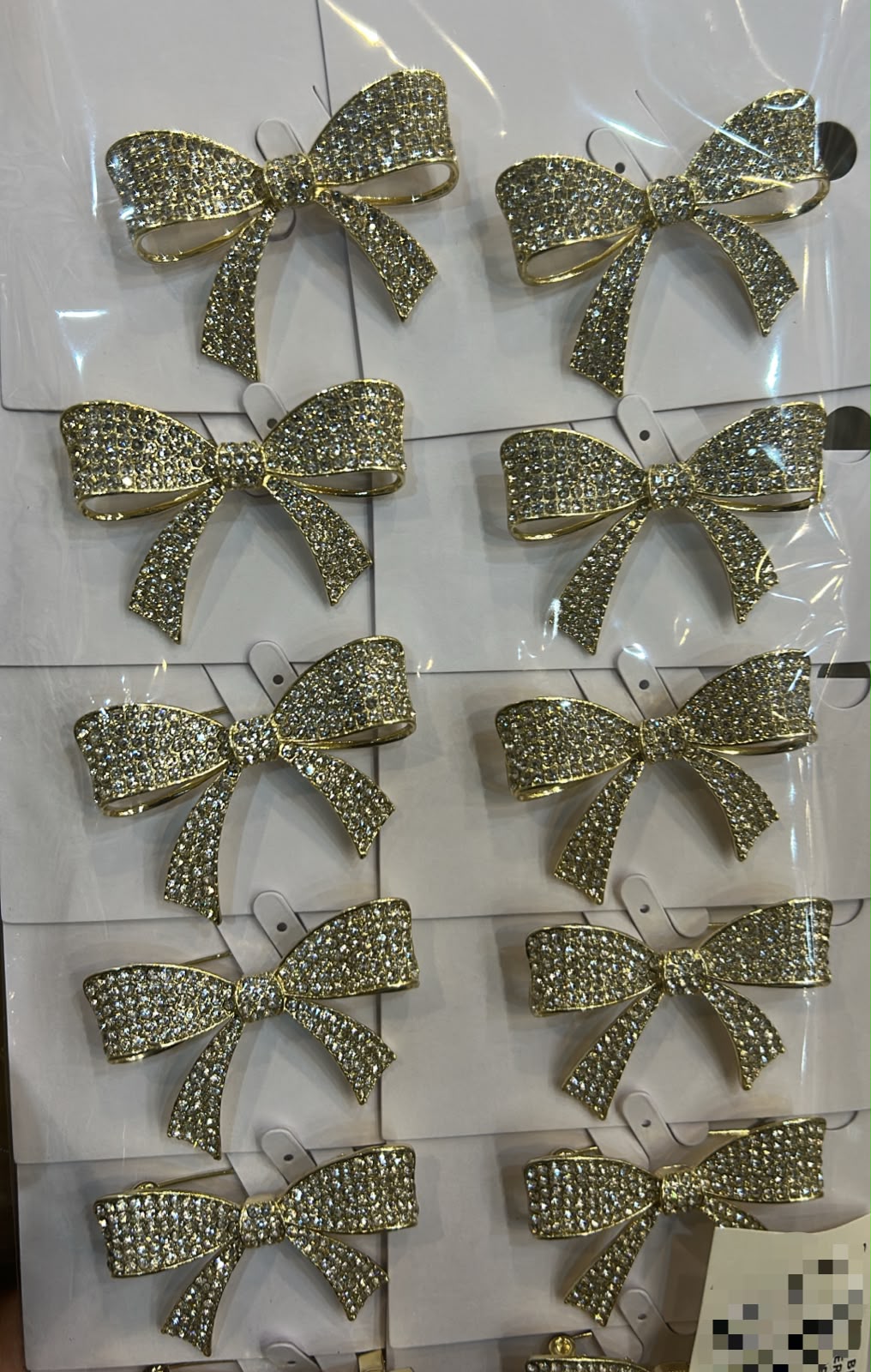 Broche de agulha médio cravejado laço pontas (12 peças)
