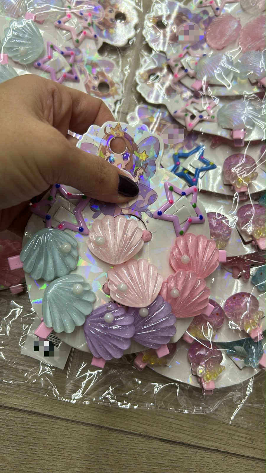 Cartela infantil tic tac hair clip e xuxinha elementos do mar (12 cartelas com 10 peças cada)