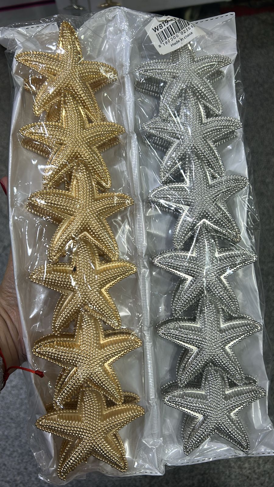 Pregadeira metal g estrela do mar (12 peças 6 douradas e 6 pratas)