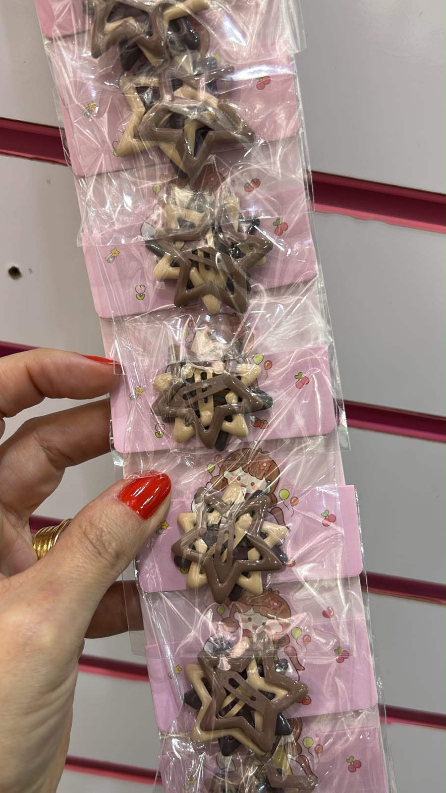 Cartela tic tac estrelinhas pequenas tons marrom (10 Kits com 3 peças cada)
