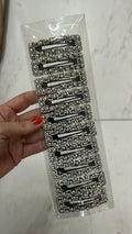 Tic tac retangular com microperolas e strass (5 pares, 10 peças total)
