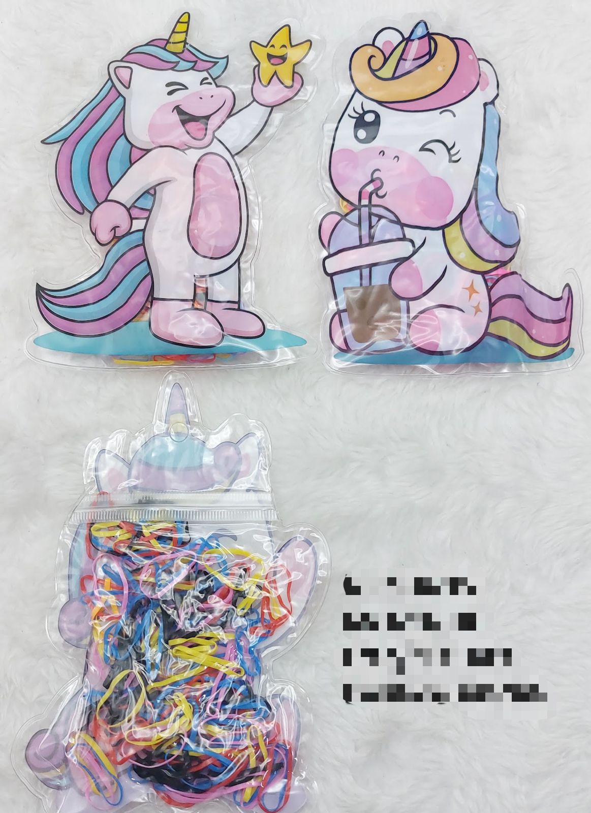 Bolsinha zip com liguinhas de silicone unicórnio (12 bolsas)