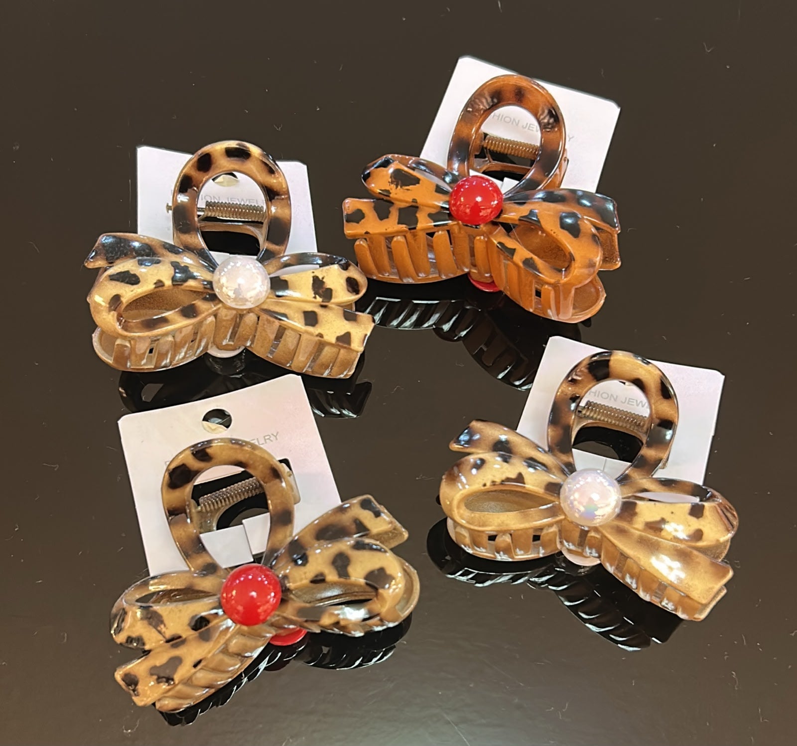 Pregadeira g laço animal print com miolo boreal ou vermelho (12 peças)