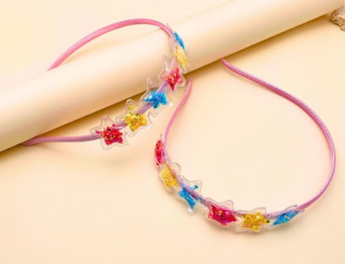 Tiara infantil com aplique acqua estrelinhas (12 peças cores variadas)