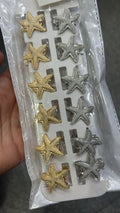 Pregadeira metal pp estrela do mar (12 peças 6 douradas e 6 pratas)