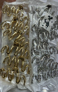 Pregadeira m metal wave (12 peças 6 douradas e 6 pratas)