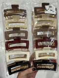 Pregadeira g metal com acetato retangular (12 peças 2 de cada cor)