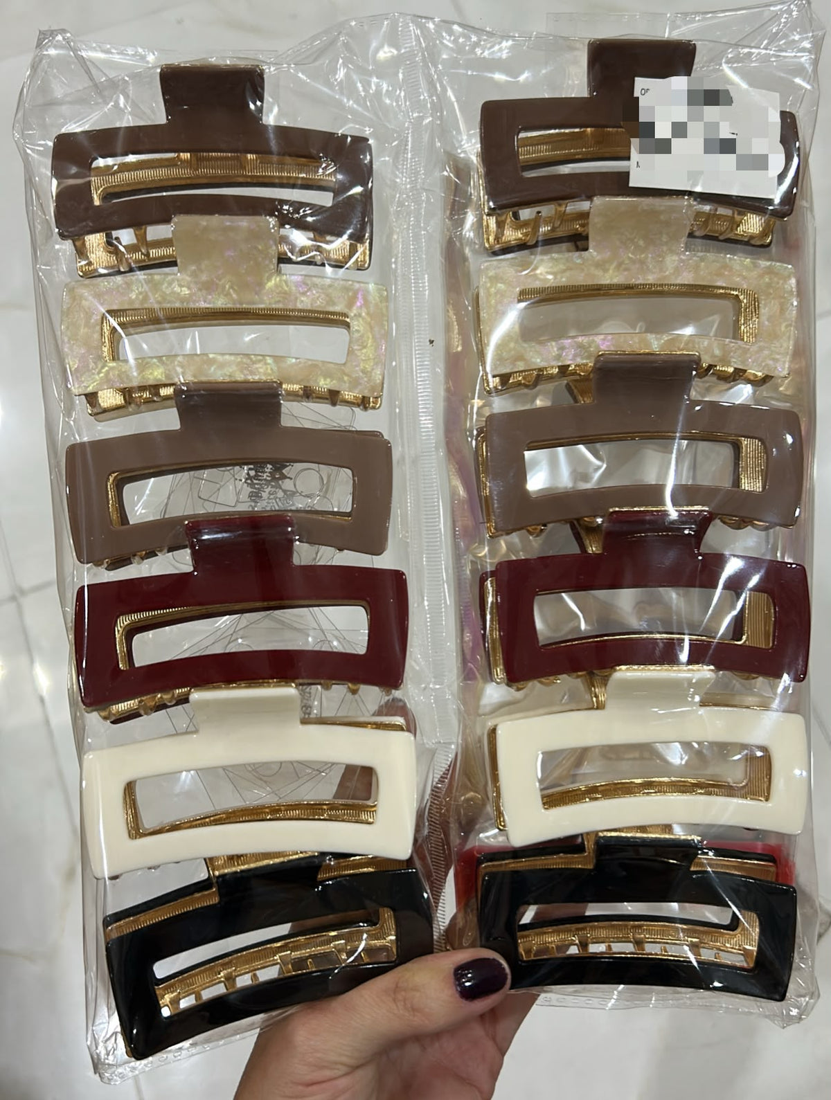Pregadeira g metal com acetato retangular (12 peças 2 de cada cor)