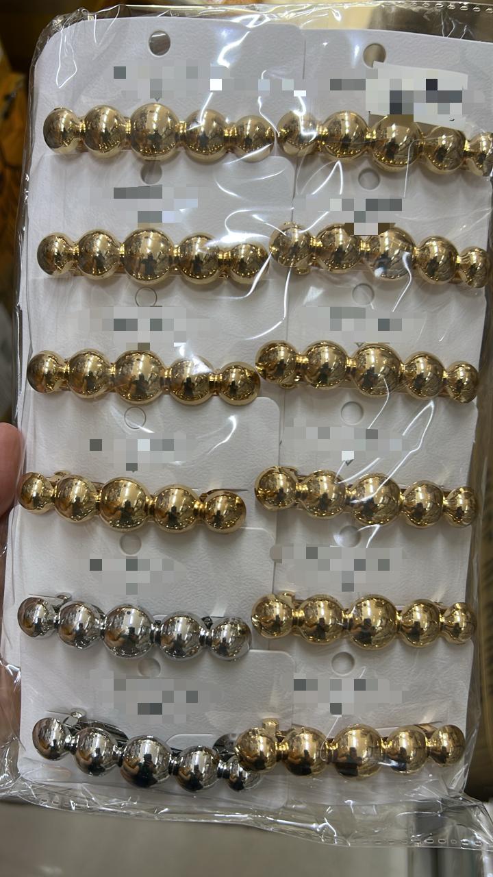 Presilha francesa metal esferas sólido (12 peças 10 douradas e 2 prata)