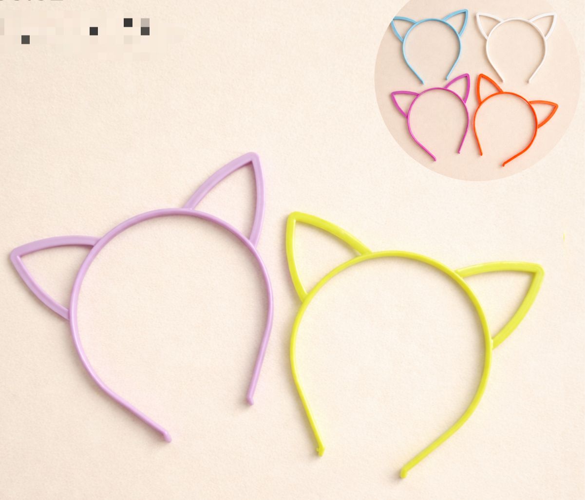 Tiara poliéster de gatinho (6 peças cores variadas)