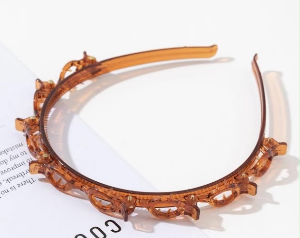 Tiara com mini pregadeiras para penteado bege (12 peças)
