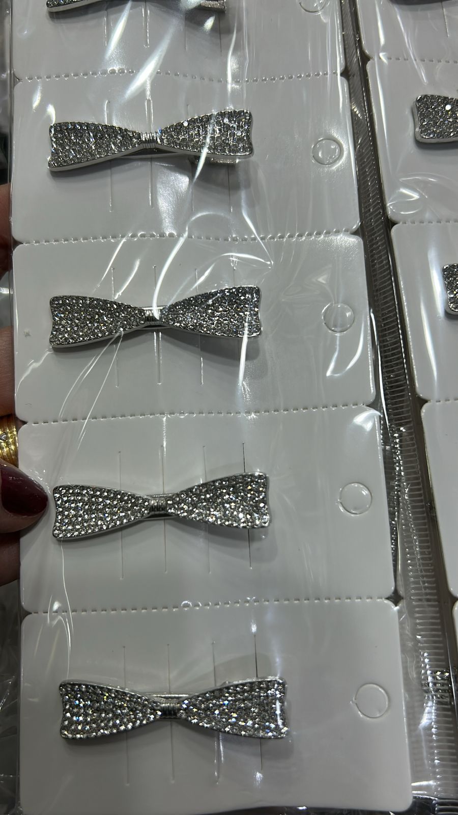 Hair clip p laço cravejado (12 peças prata)
