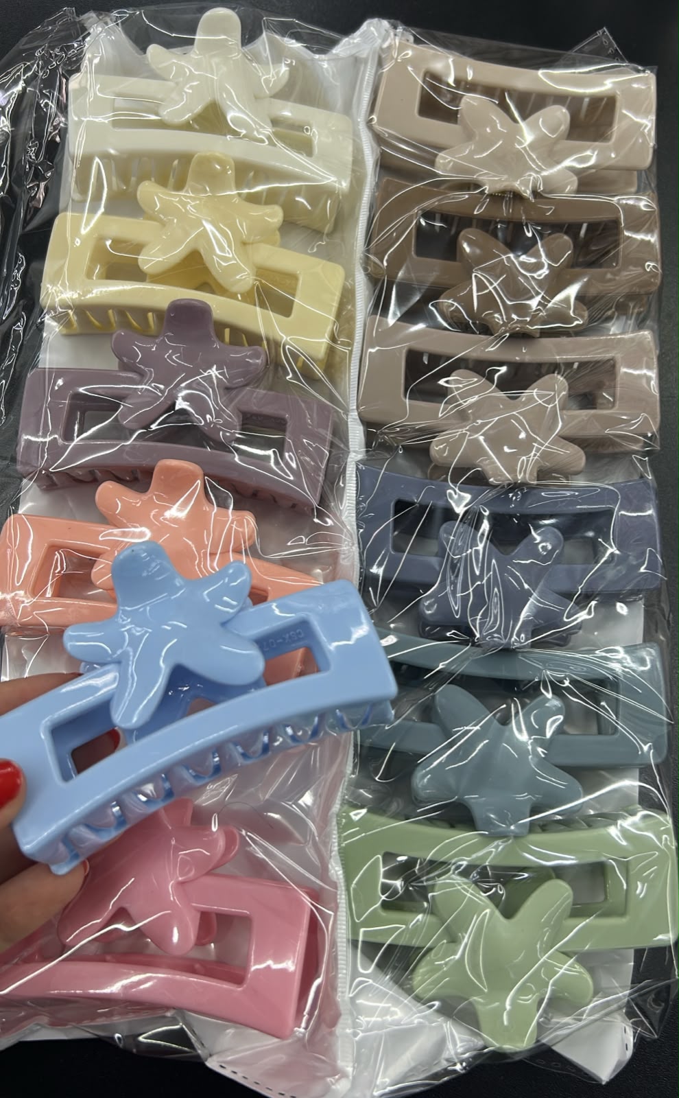 Pregadeira g poliéster retangular com prega estrela do mar (12 peças cores variadas)