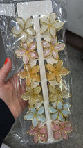 Pregadeira p poliéster flor com detalhe dourado (12 peças 2 de cada cor)