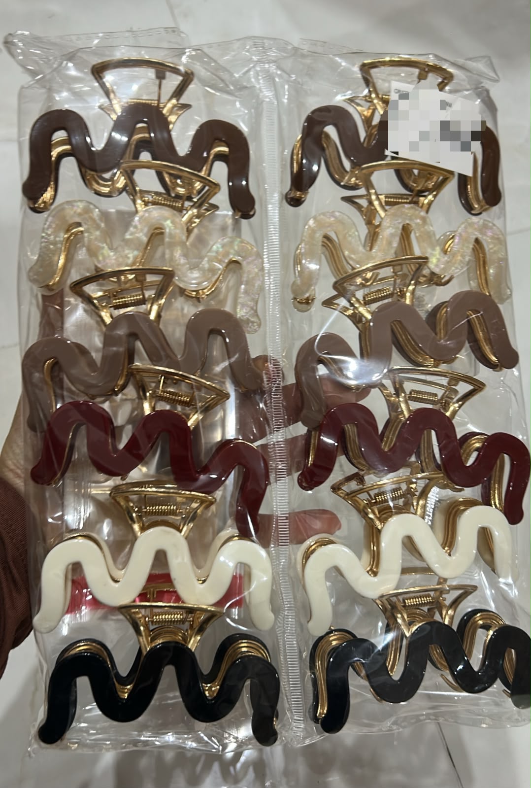 Pregadeira g metal com acetato wave (12 peças 2 de cada cor)