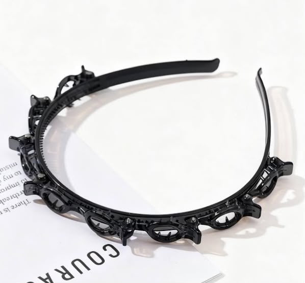 Tiara com mini pregadeiras para penteado preta (12 peças)