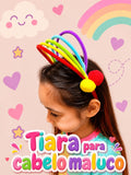 Tiara cabelo maluco arco íris (12 peças)