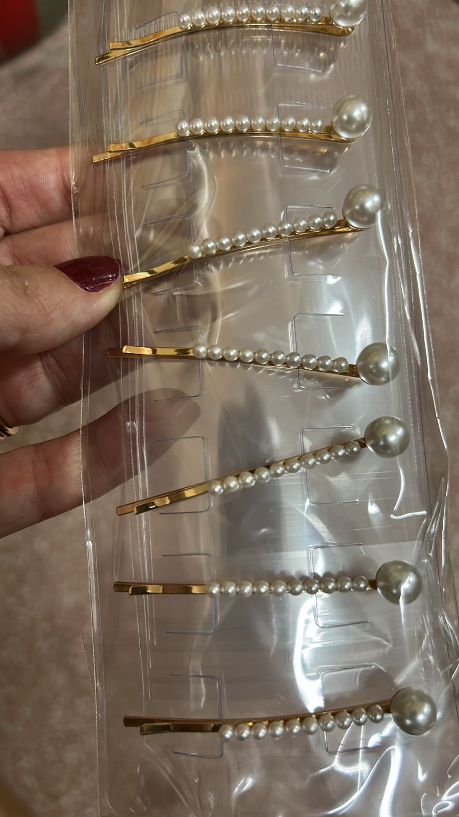 Grampo metal pérola com micro pérolas dourado (10 peças)