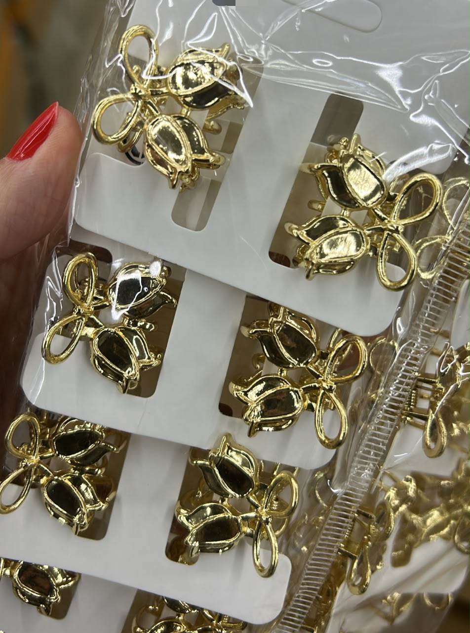 Pregadeira pp metal tulipa dourada (12 cartelas com 2 peças cada)