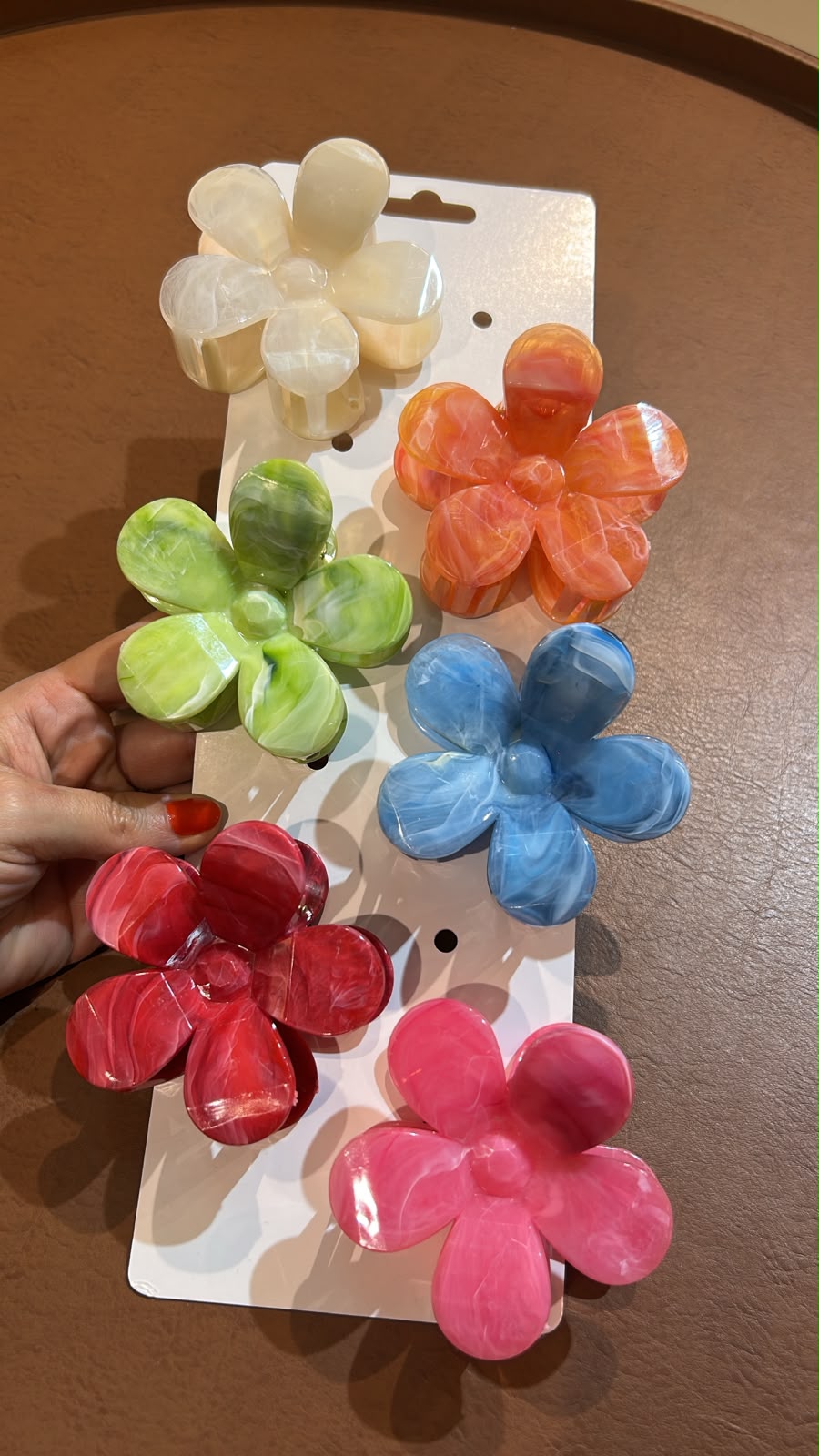 Pregadeira g acrilico flor facetada (12 peças, 2 de cada cor)