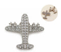 Broche agulha pequeno avião cravejado (12 peças)
