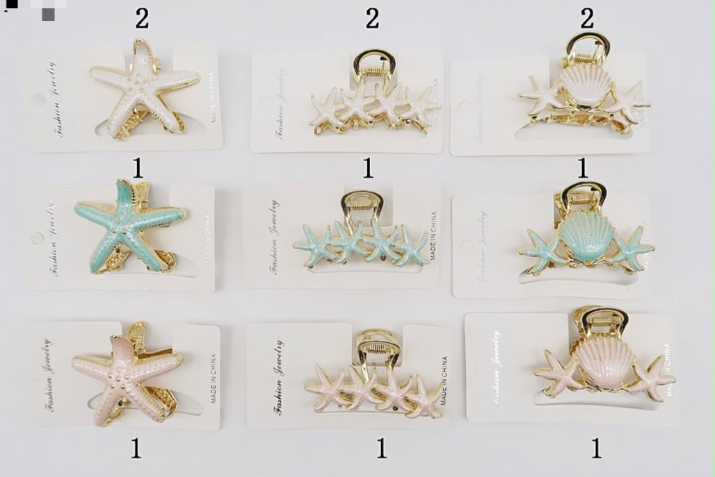 Pregadeira m metal com esmaltado elementos do mar (12 peças)