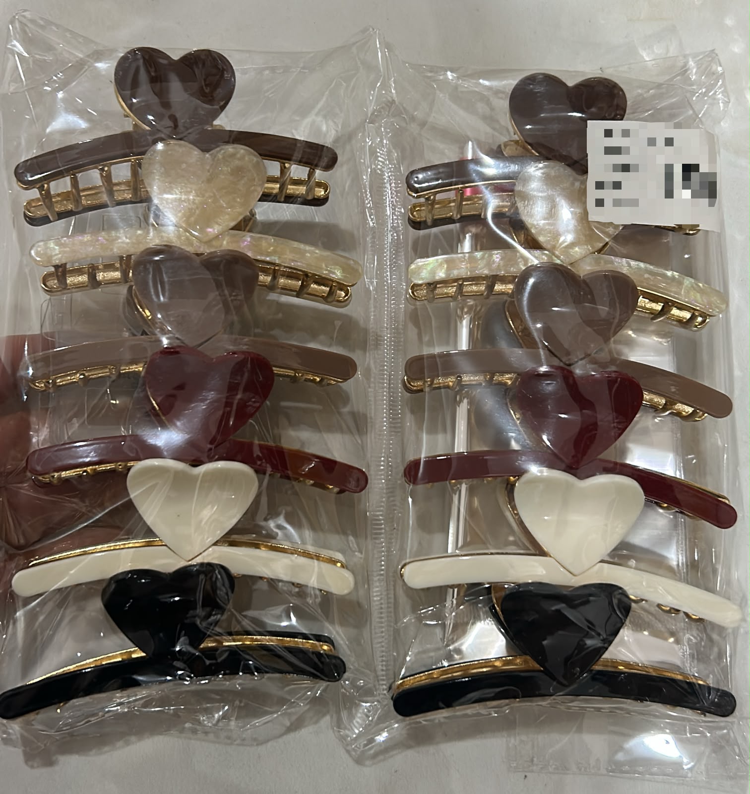 Pregadeira g metal com acetato prega coração (12 peças 2 de cada cor)