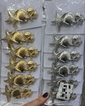 Presilha francesa metal com elementos do mar (12 peças 6 douradas e 6 pratas)