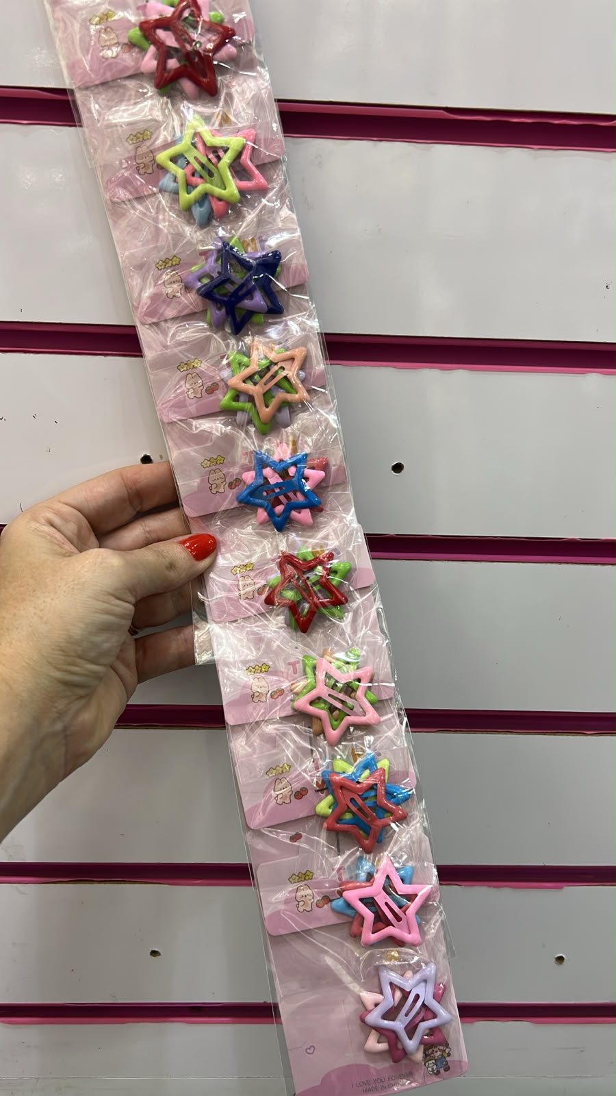 Cartela tic tac estrelinhas pequenas coloridas (10 Kits com 3 peças cada)