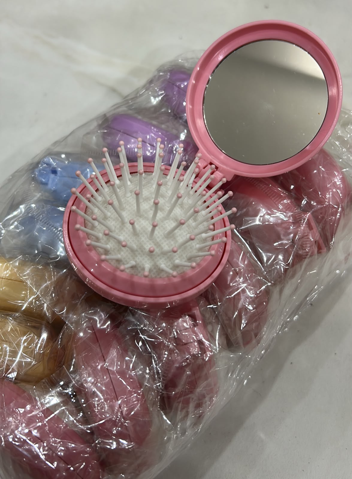 Escova de bolsa (12 peças: 6 rosa, 2 lilás, azul e amarelo)