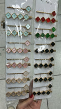Grampo e hair clip trevo esmaltado (12 cartelas com 2 peças cada cores variadas)