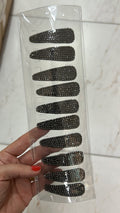 Tic tac bico com manta de strass fumê (5 pares, 10 peças total)