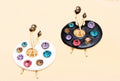 Broche agulha médio paleta de tinta (12 peças 6 pretas e 6 brancas)