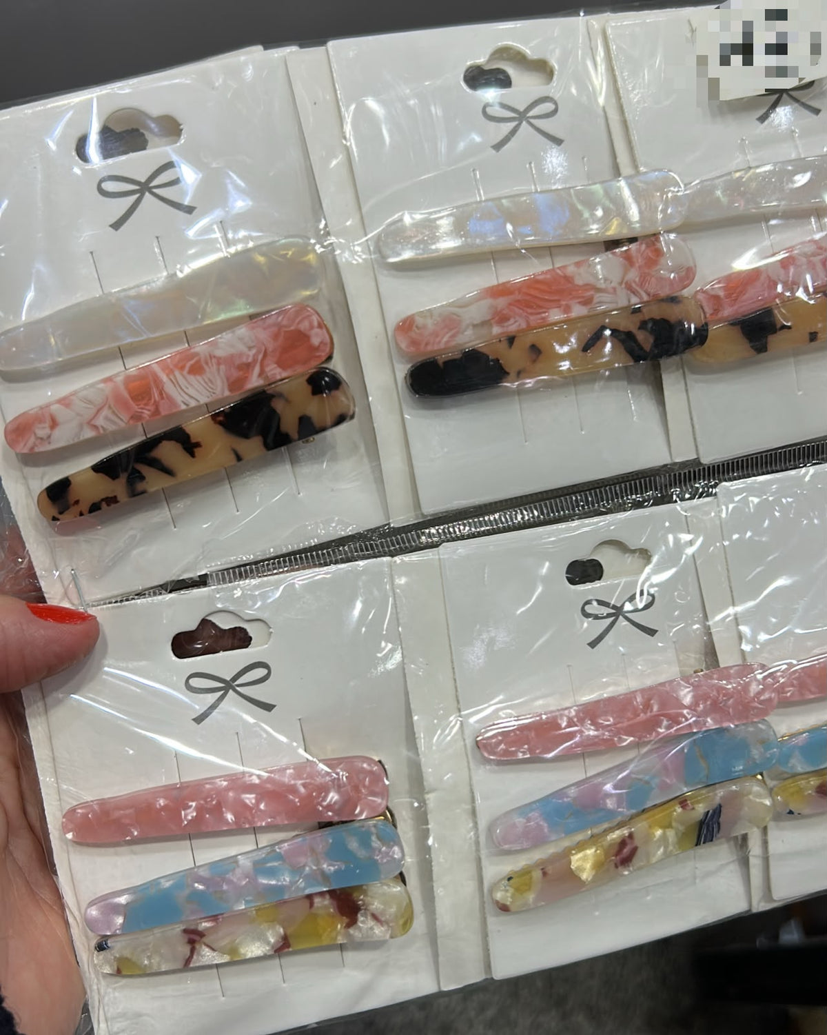 Hair clip base metal com acetato bico (12 cartelas com 3 peças cada)