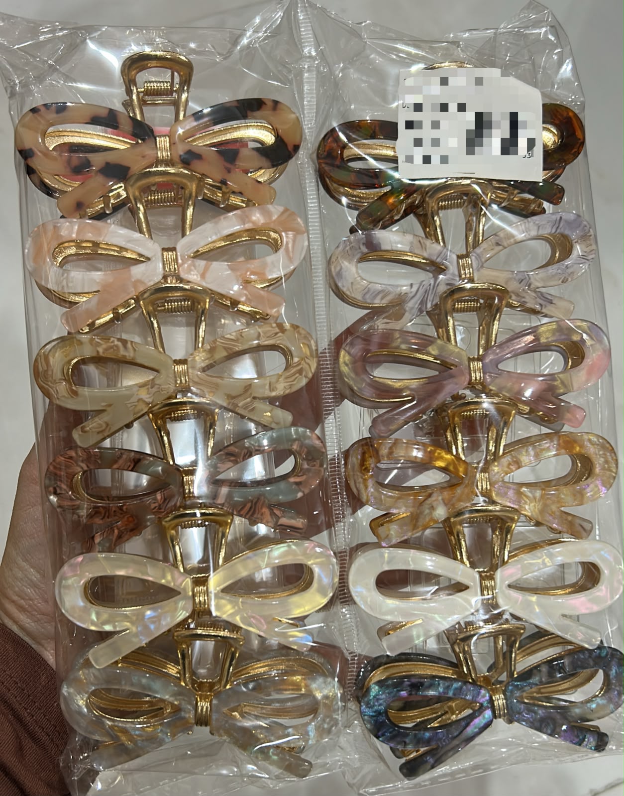 Pregadeira m metal com acetato mesclado laço pontas (12 peças 2 de cada cor)