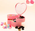 Porta acessório infantil com espelho coração (6 peças, 3 Rosa claro, 3 Pink)