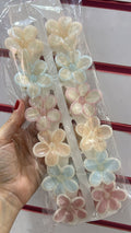 Pregadeira p poliéster flor com detalhe candy (12 peças 2 de cada cor)
