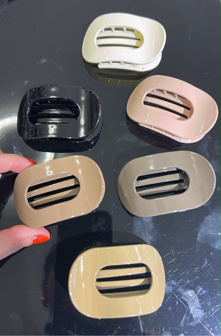 Pregadeira lateral garfo ou garra coreano Medio cores básicas brilhante e fosco (12 peças)