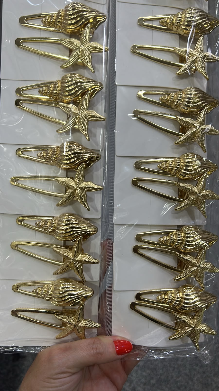 Hair clip metal com elementos do mar (12 cartelas com 2 peças cada)