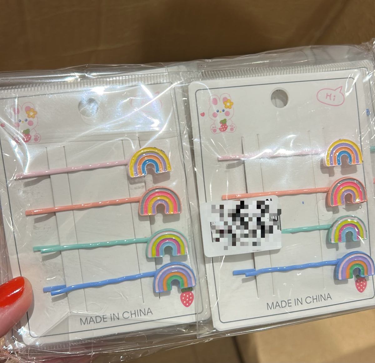 Grampo infantil metal arco-íris (12 cartelas com 4 peças cada)